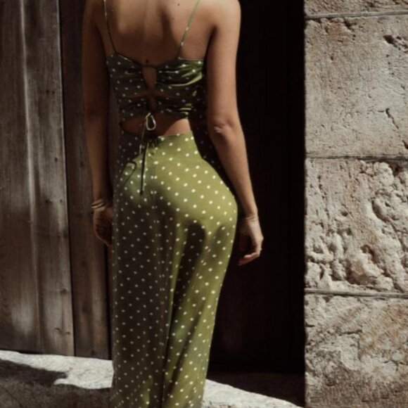 MID-LENGTH CORSET DRESS WITH POLKA DOTS - Picture 6 of 6